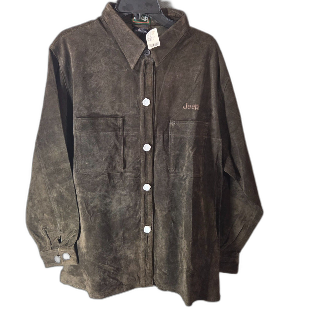 Jeep Women's L Sueded Leather Button Shirt New With Tags